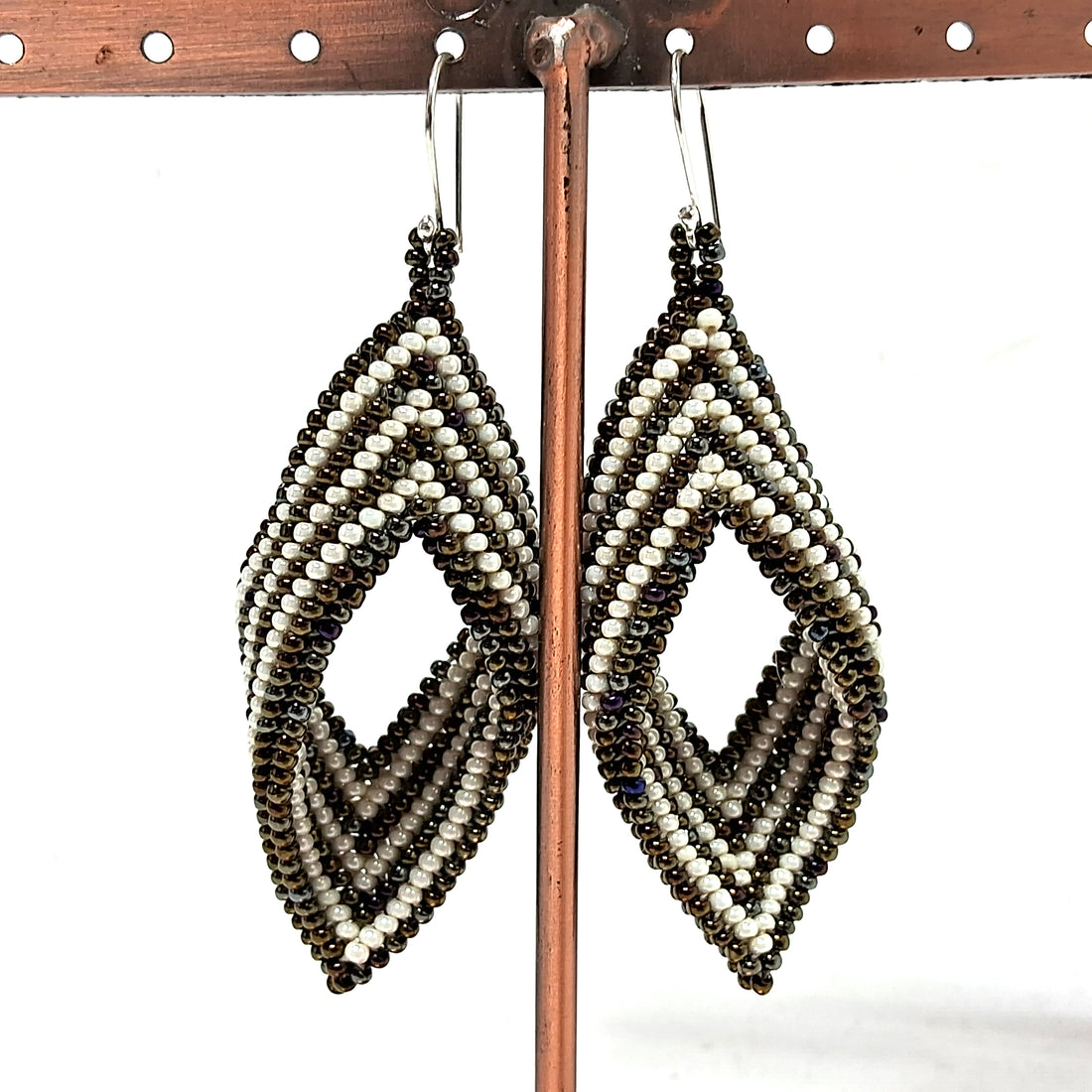 WHOLESALE Two Dimensions Beaded Earrings - 925 Silver Hooks