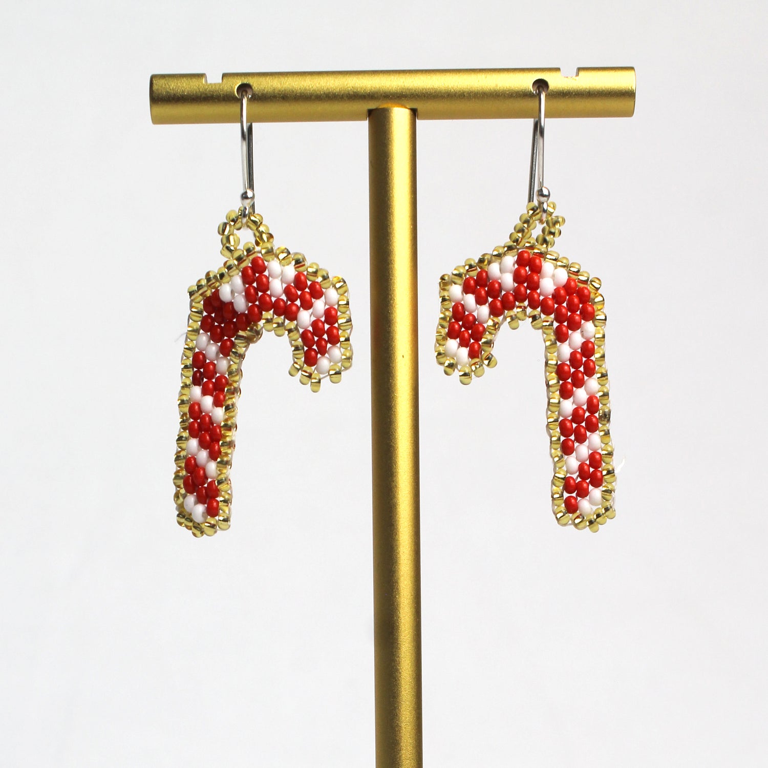 WHOLESALE Candy Cane Earrings - 925 Silver Hooks