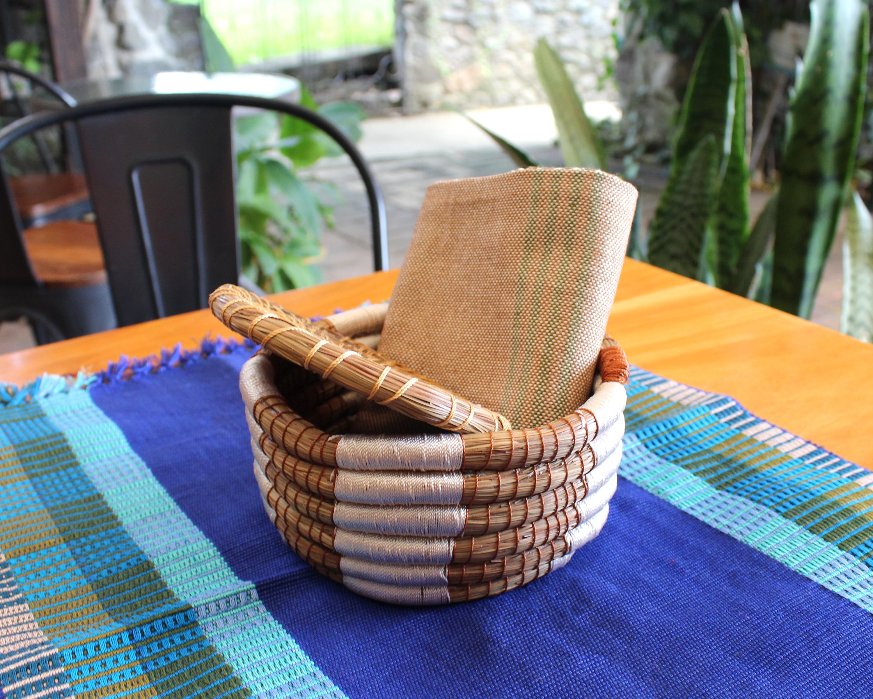 WHOLESALE Earth Striped Pine Needle Basket