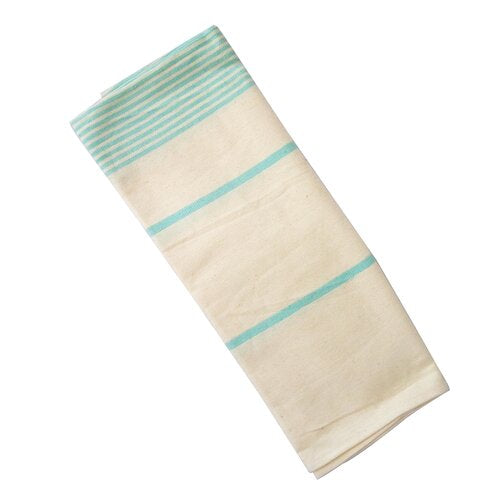 WHOLESALE  Dish Towels-Off White/Turquoise (x1)