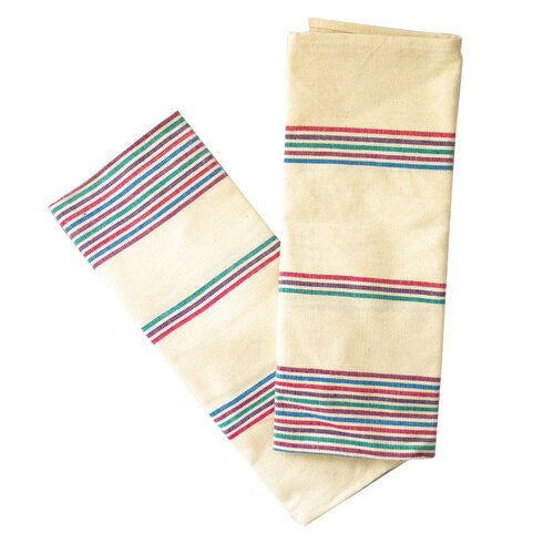 WHOLESALE 100% Cotton Dish Towels-Off White/ Multi (x1)