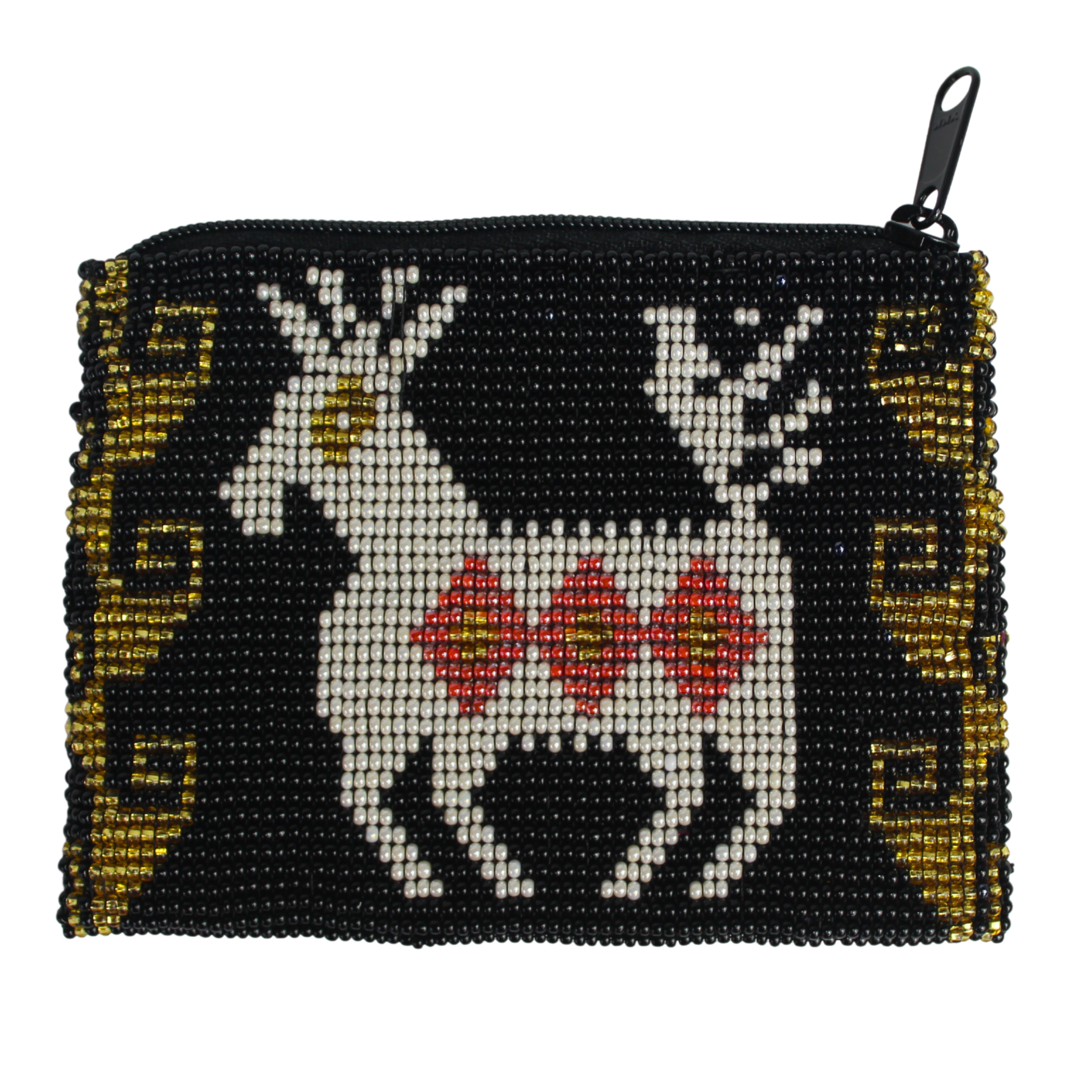 WHOLESALE Mayan Deer Beaded Coin Purse - Midnight