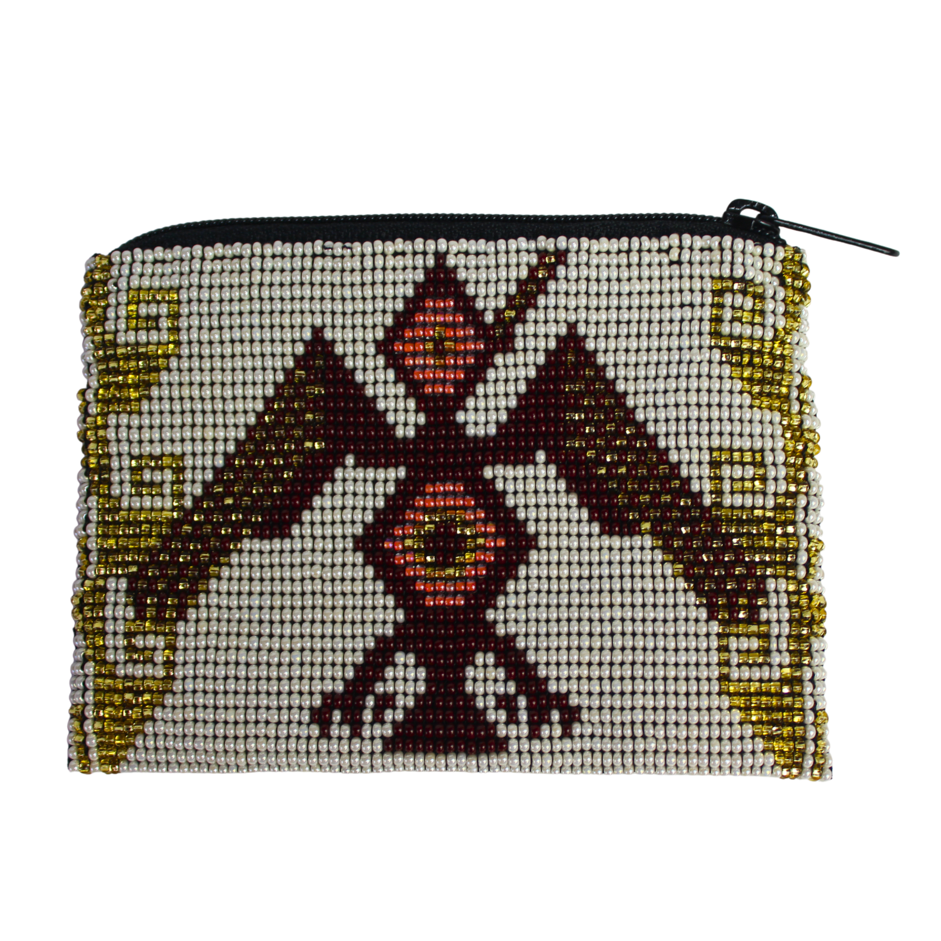 WHOLESALE Mayan Quetzal Beaded Coin Purse - White
