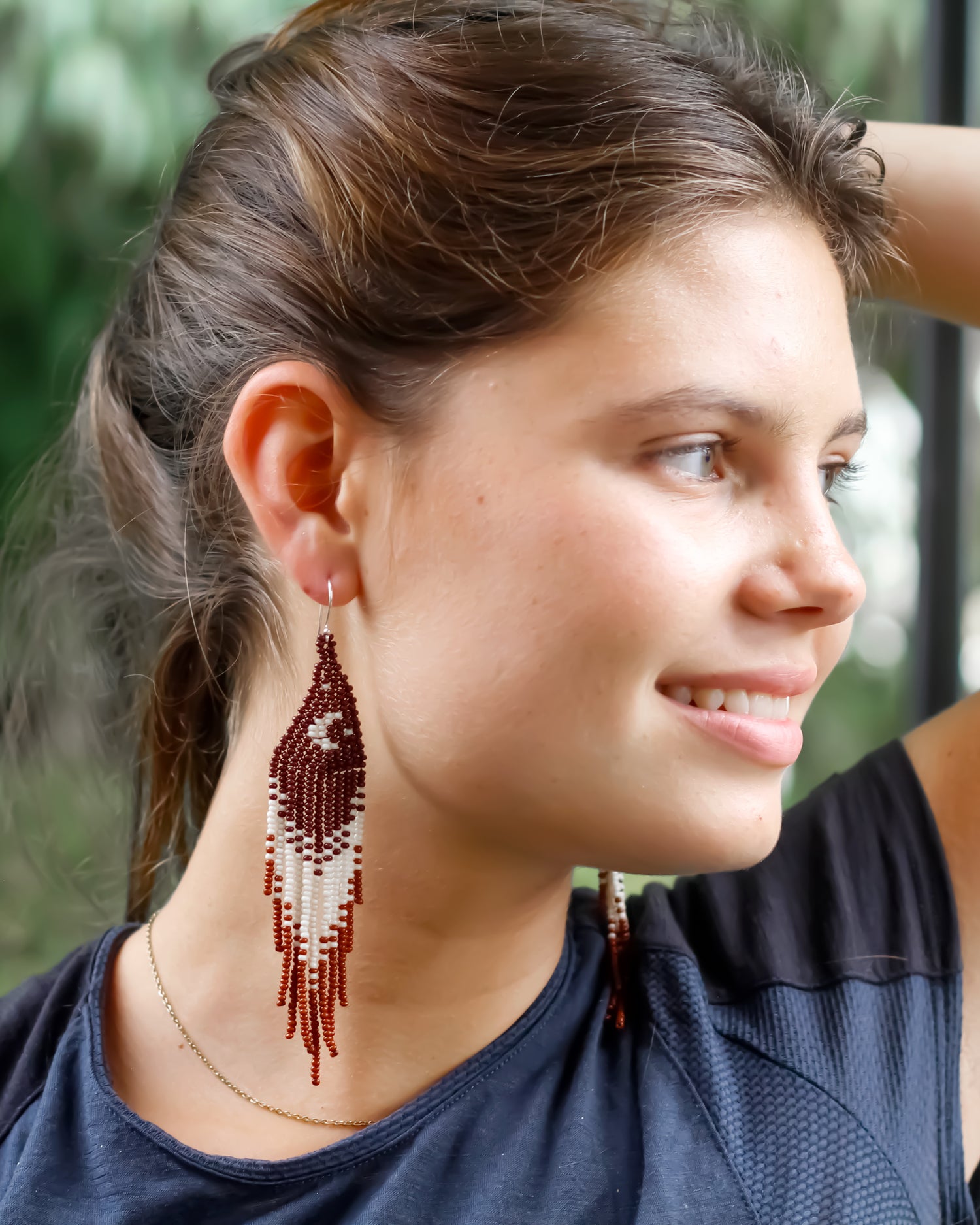 WHOLESALE Burgundy Moon Earrings - 925 Silver Hooks