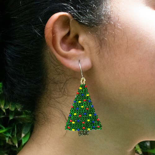 WHOLESALE Christmas Tree Earrings - 925 Silver Hooks