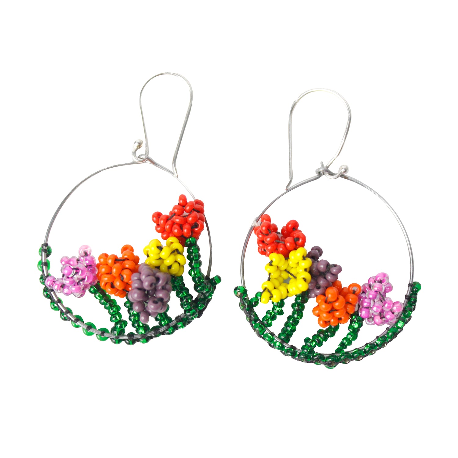 WHOLESALE Floral Garden Earrings - 925 Silver Hooks