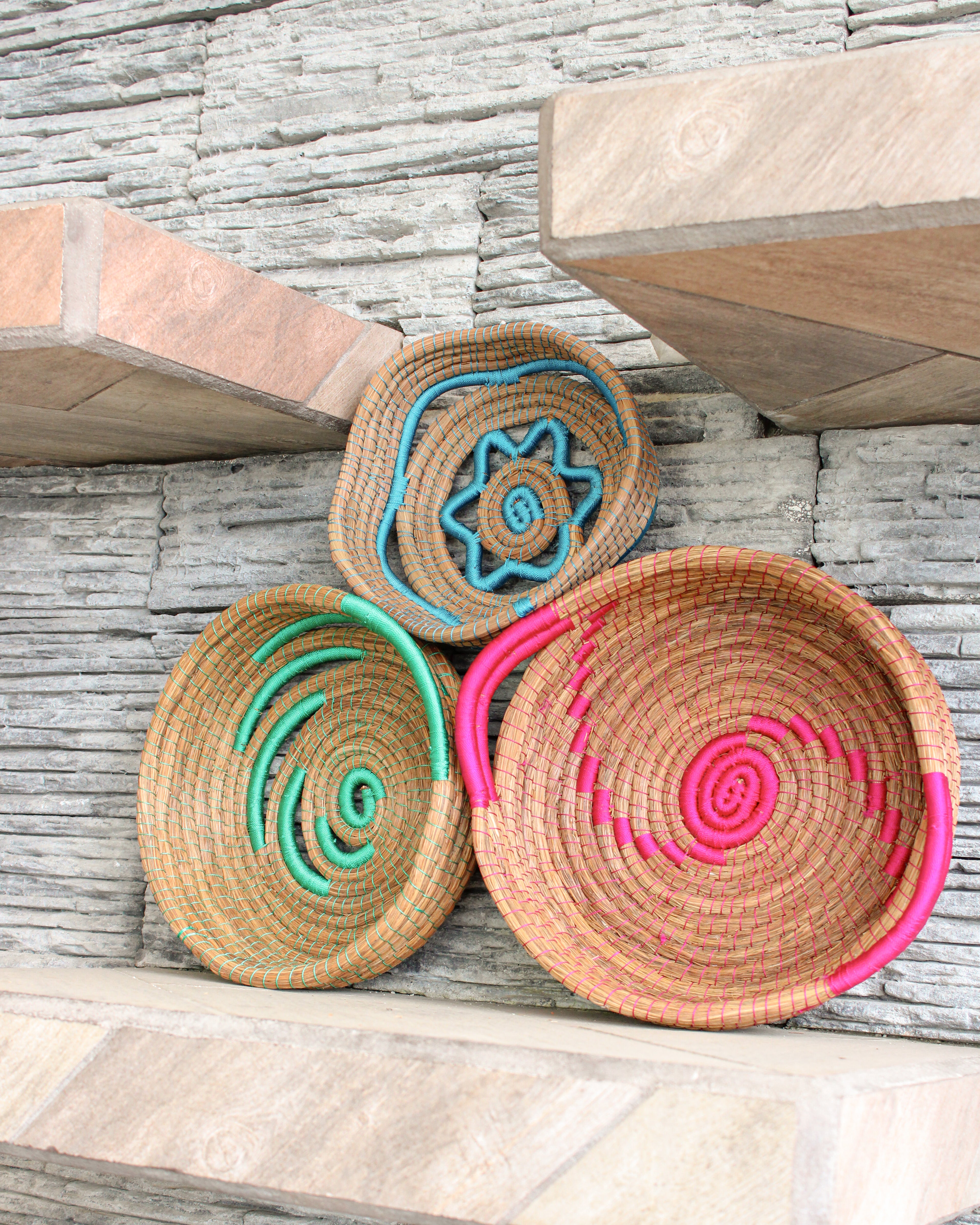 WHOLESALE Fuschia Wave Pine Needle Basket