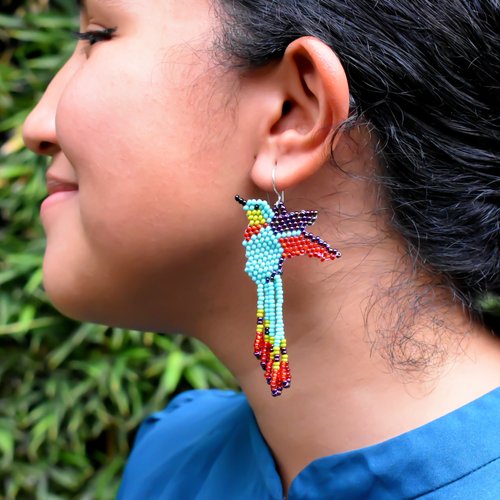 WHOLESALE Hummingbird Earrings  Turquoise - 925 Silver Hooks