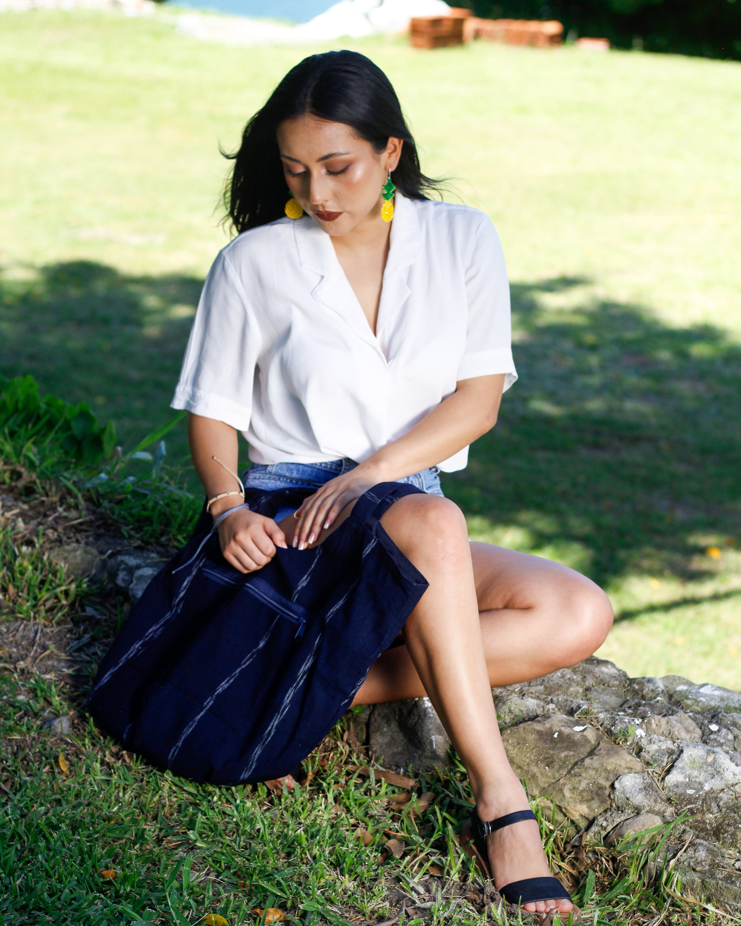 WHOLESALE Lago Beach Bag Navy Blue