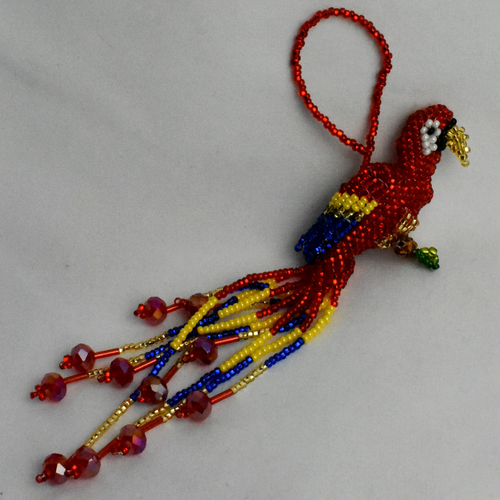 WHOLESALE Parrot with Tail Beaded Ornament Red