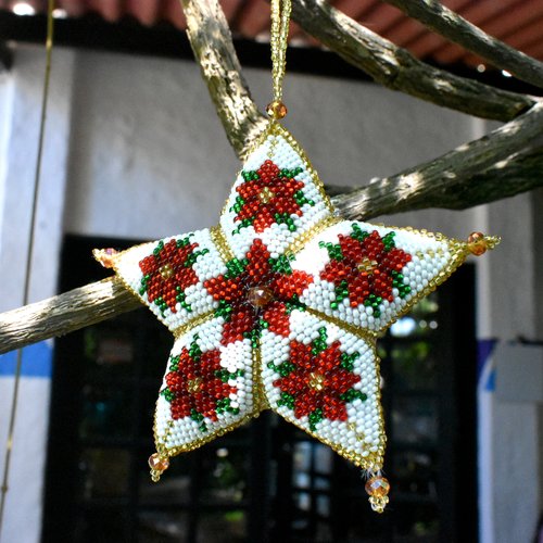WHOLESALE Poinsettia Stars Ornament