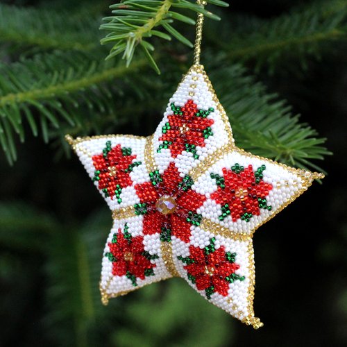 WHOLESALE Poinsettia Stars Ornament