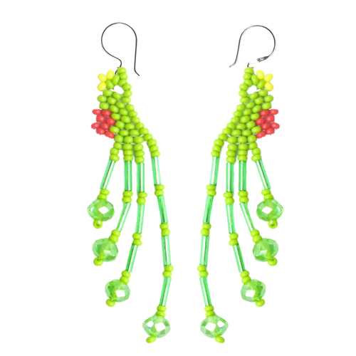 WHOLESALE Quetzal Beaded Earrings - 925 Silver Hooks