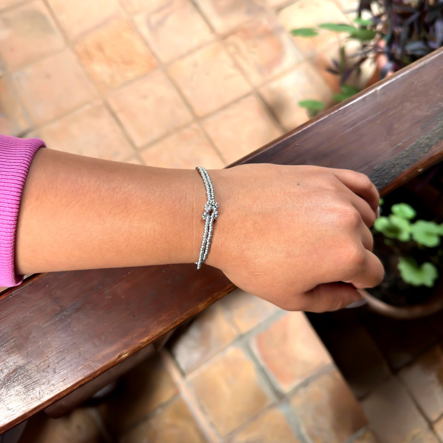 WHOLESALE Silver Knot Beaded Bracelet