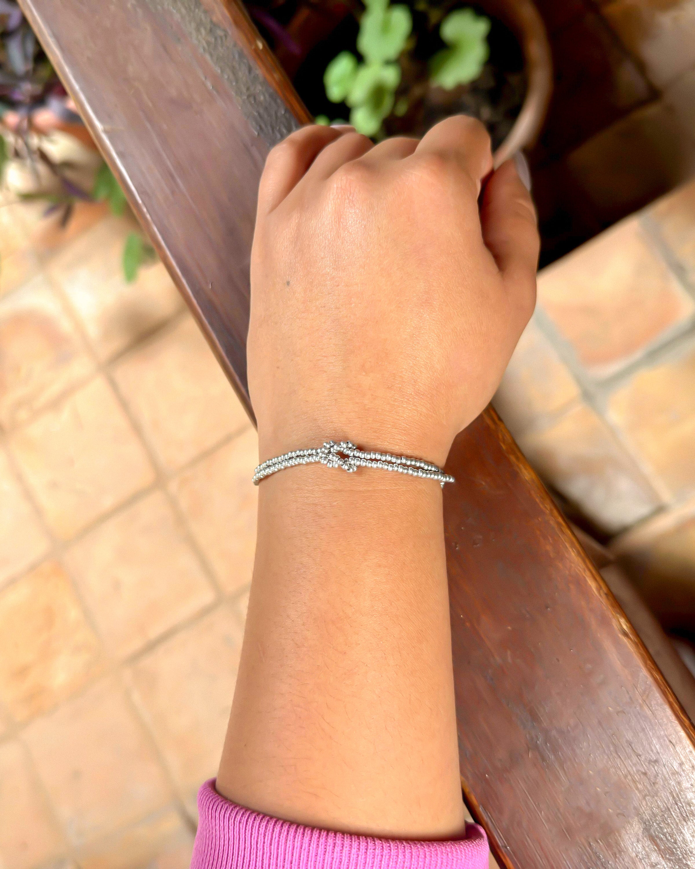 WHOLESALE Silver Knot Beaded Bracelet