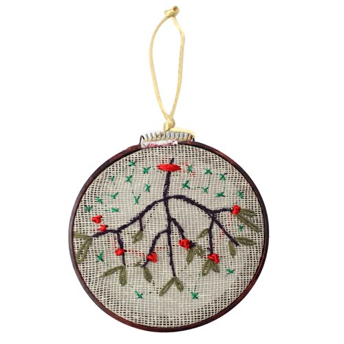 WHOLESALE Simple Embroidered Ornament - Mistletoe