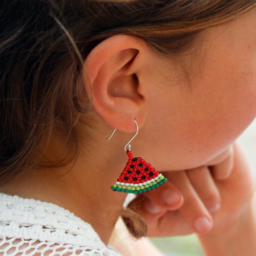 WHOLESALE Watermelon Earrings - 925 Silver Hooks