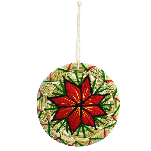 WHOLESALE Woven Poinsettia Round Ornament