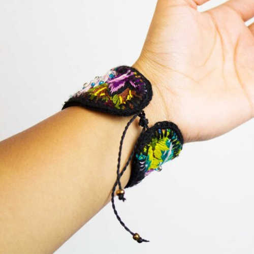 WHOLESALE Tapestry Huipil Cuff - Black