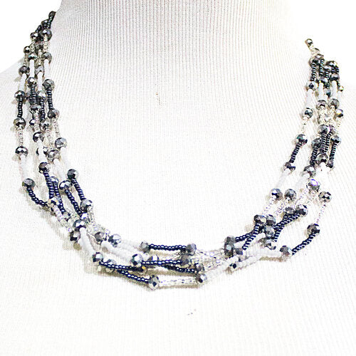WHOLESALE Sparkles Beaded Necklace - Grays