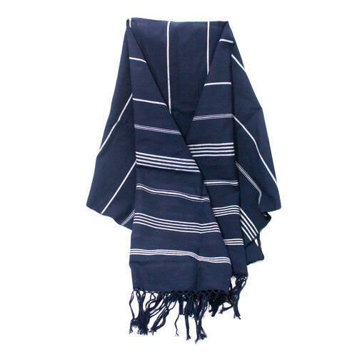 WHOLESALE Navy Blue Stripe Shawl