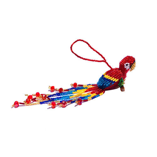 WHOLESALE Parrot with Tail Beaded Ornament Red