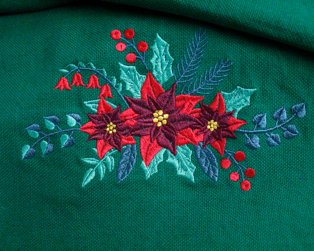 WHOLESALE  Poinsettia Embroidery Table Runner