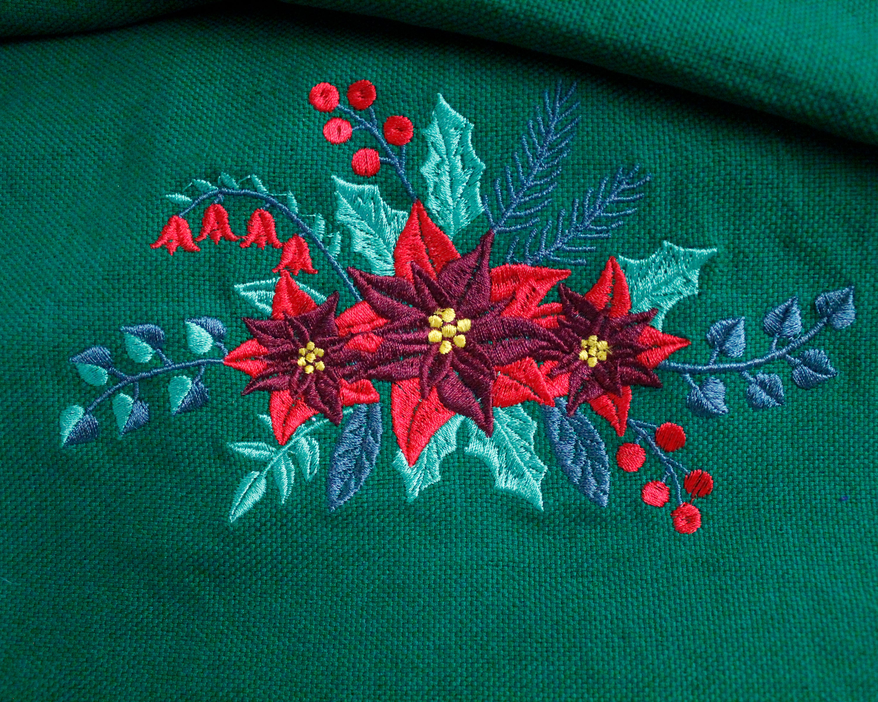 WHOLESALE  Poinsettia Embroidery Table Runner
