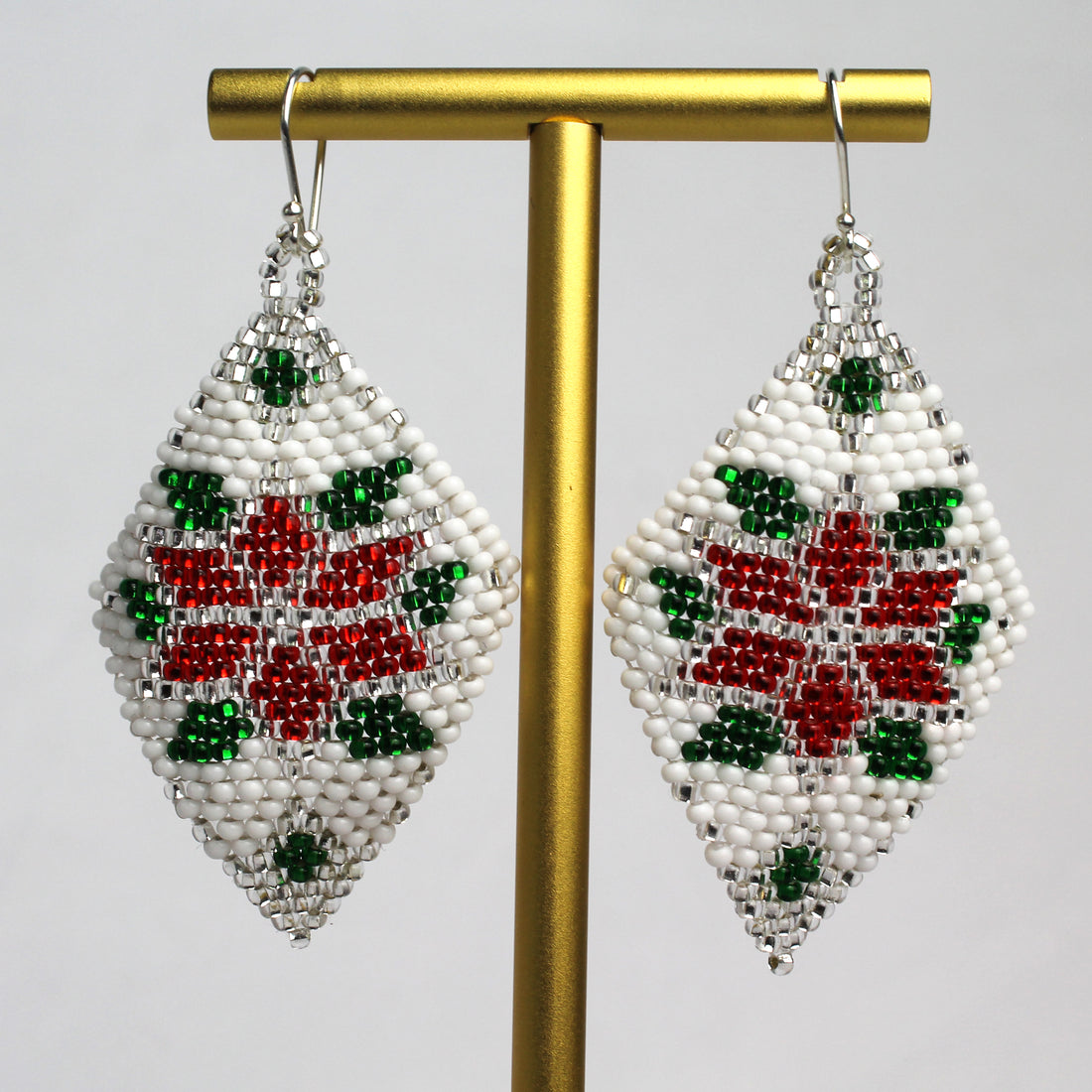 WHOLESALE Poinsettia earrings - 925 Silver Hooks