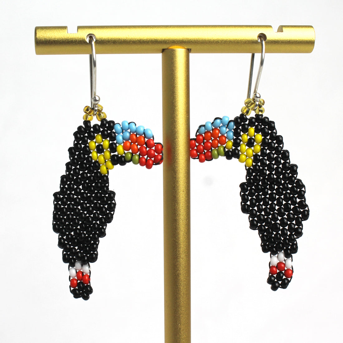 WHOLESALE Toucan Beaded Dangle Earrings - 925 Silver Hooks