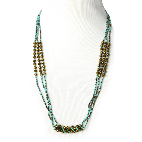 WHOLESALE Sparkly Bronze and Turquoise Necklace