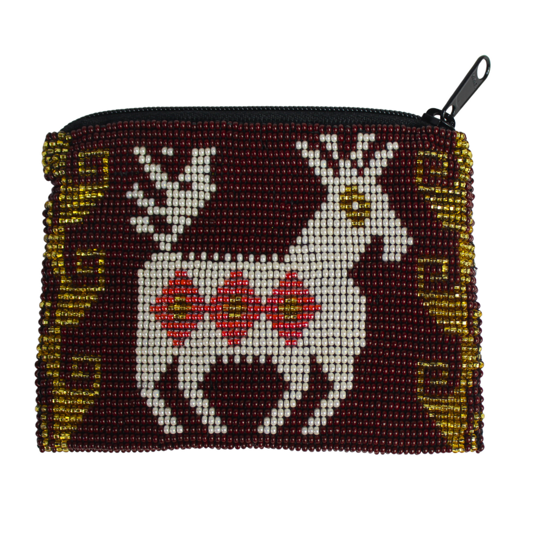 WHOLESALE Mayan Deer Beaded Coin Purse - Golden
