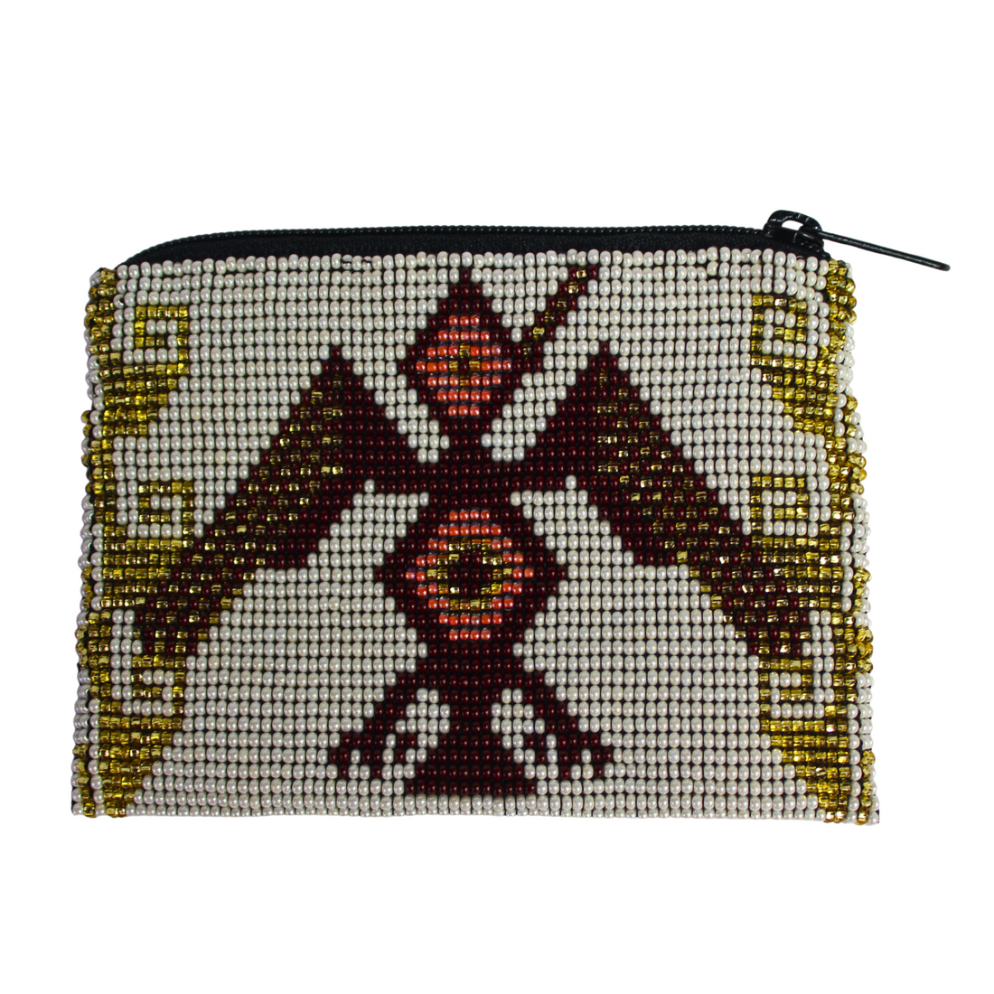 WHOLESALE Mayan Quetzal Beaded Coin Purse - White