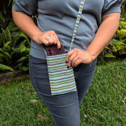 WHOLESALE Beaded Crossbody Cellphone Purse - Nature
