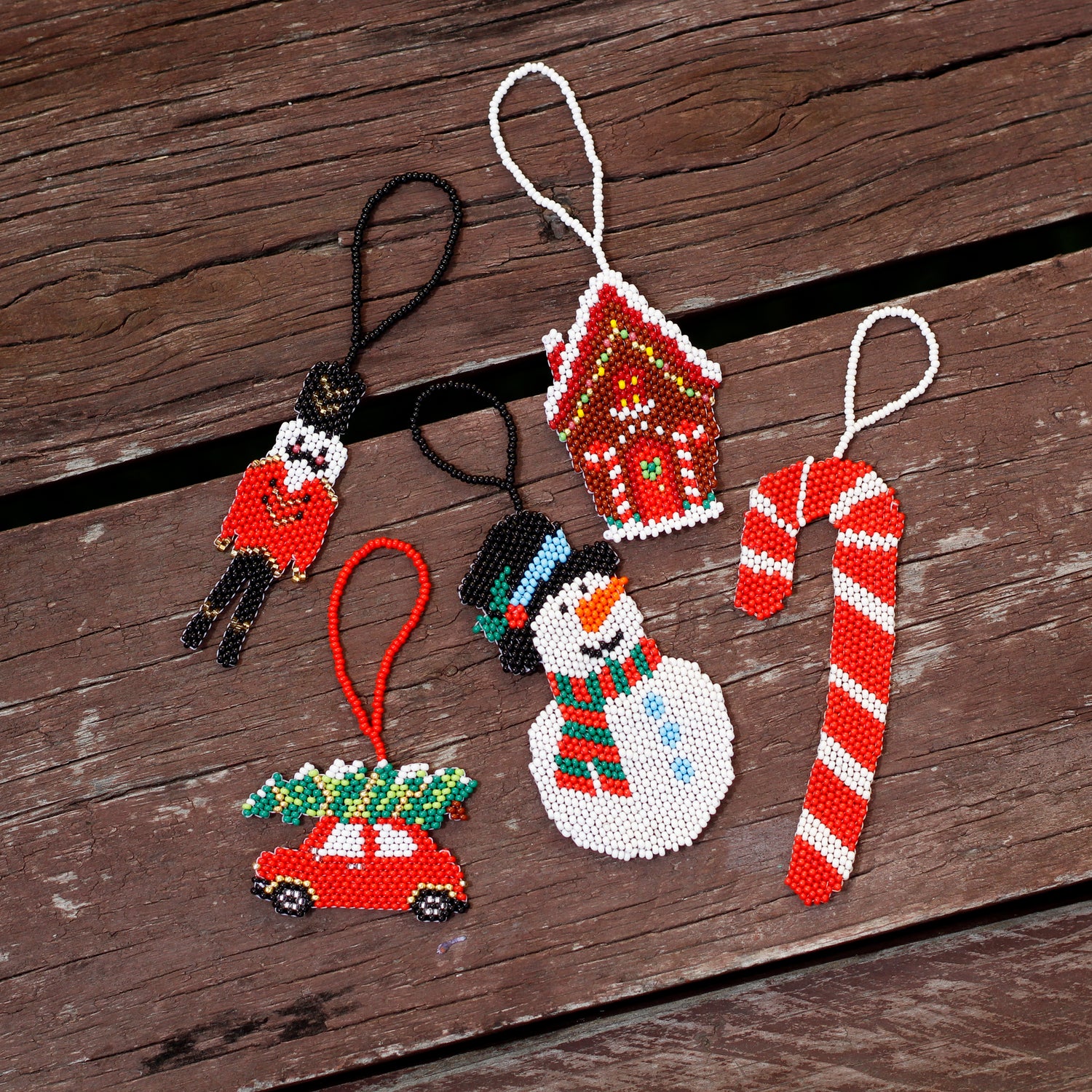 WHOLESALE Snowman Beaded Flat Ornament