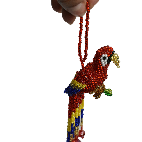 WHOLESALE Parrot with Tail Beaded Ornament Red