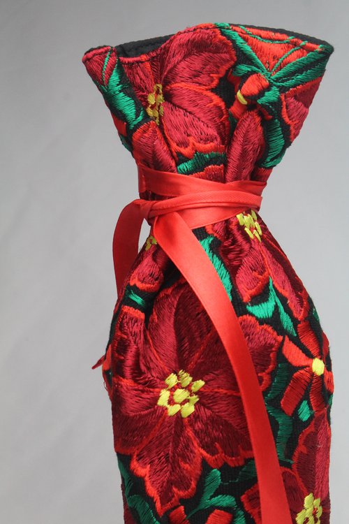 WHOLESALE Poinsettia Wine Bag