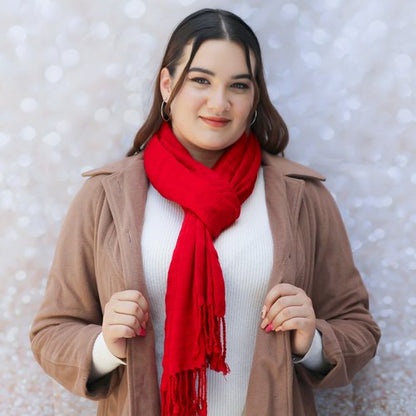 WHOLESALE Ruby Red Handwoven Scarf