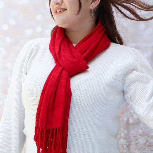 WHOLESALE Ruby Red Handwoven Scarf