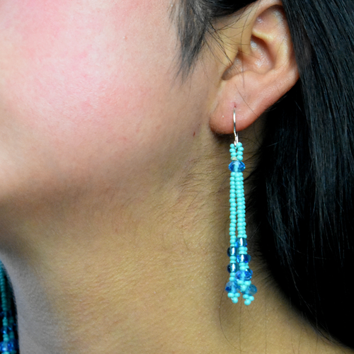 WHOLESALE Turquoise Strands Earrings - 925 Silver Hooks