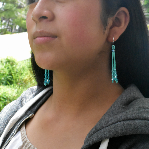 WHOLESALE Turquoise Strands Earrings - 925 Silver Hooks