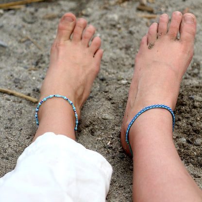 WHOLESALE Twin Azure Waves Anklet Bracelet Set