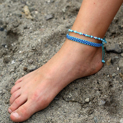WHOLESALE Twin Azure Waves Anklet Bracelet Set