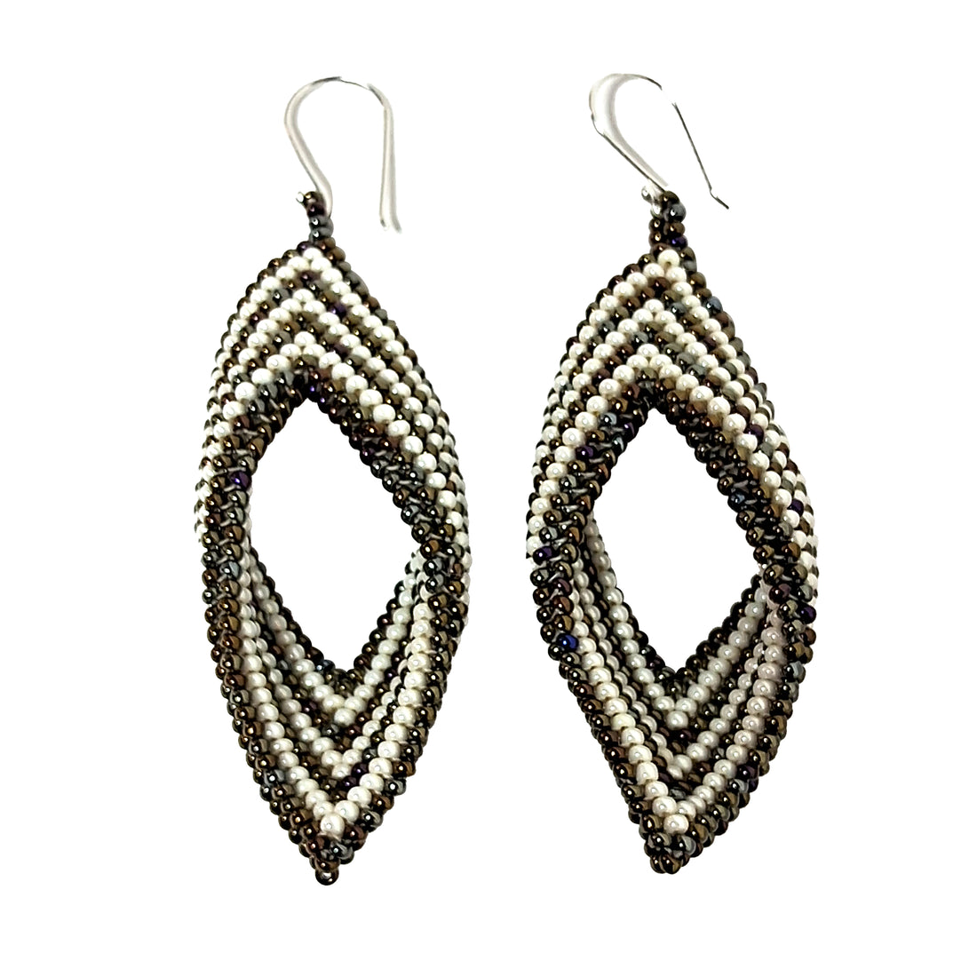 WHOLESALE Two Dimensions Beaded Earrings - 925 Silver Hooks