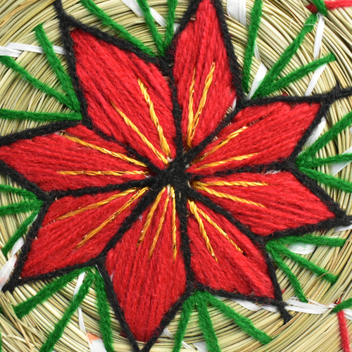WHOLESALE Woven Poinsettia Round Ornament