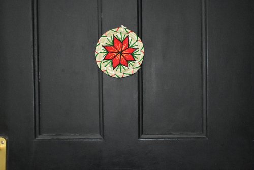 WHOLESALE Woven Poinsettia Round Ornament